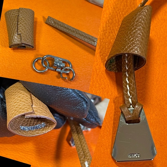 Hermes Palladium Cadena Padlock Rare #32 & Hermes Mini Clochette Epsom Bag Charm - Picture 14 of 16